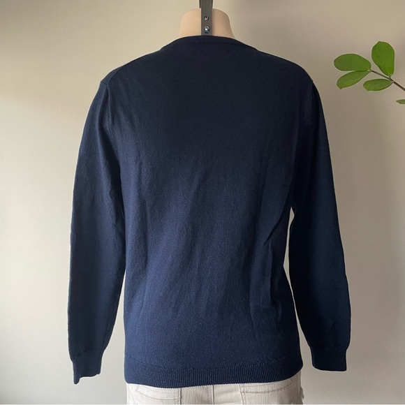 J Crew 100% Merino Wool Vneck Knit Sweater Navy Blue Women’s Size Small - Picture 2 of 6
